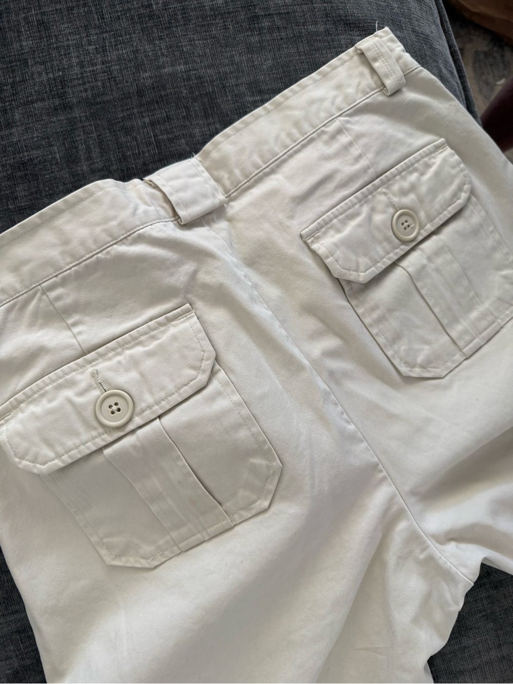 Women's White Button-Flap Cargo capris